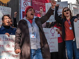 Domestic workers marching